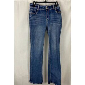 Famingals  Boot Cut Blue ‎ Jeans Horse & Horse Shoe Embroidered Pockets XL.